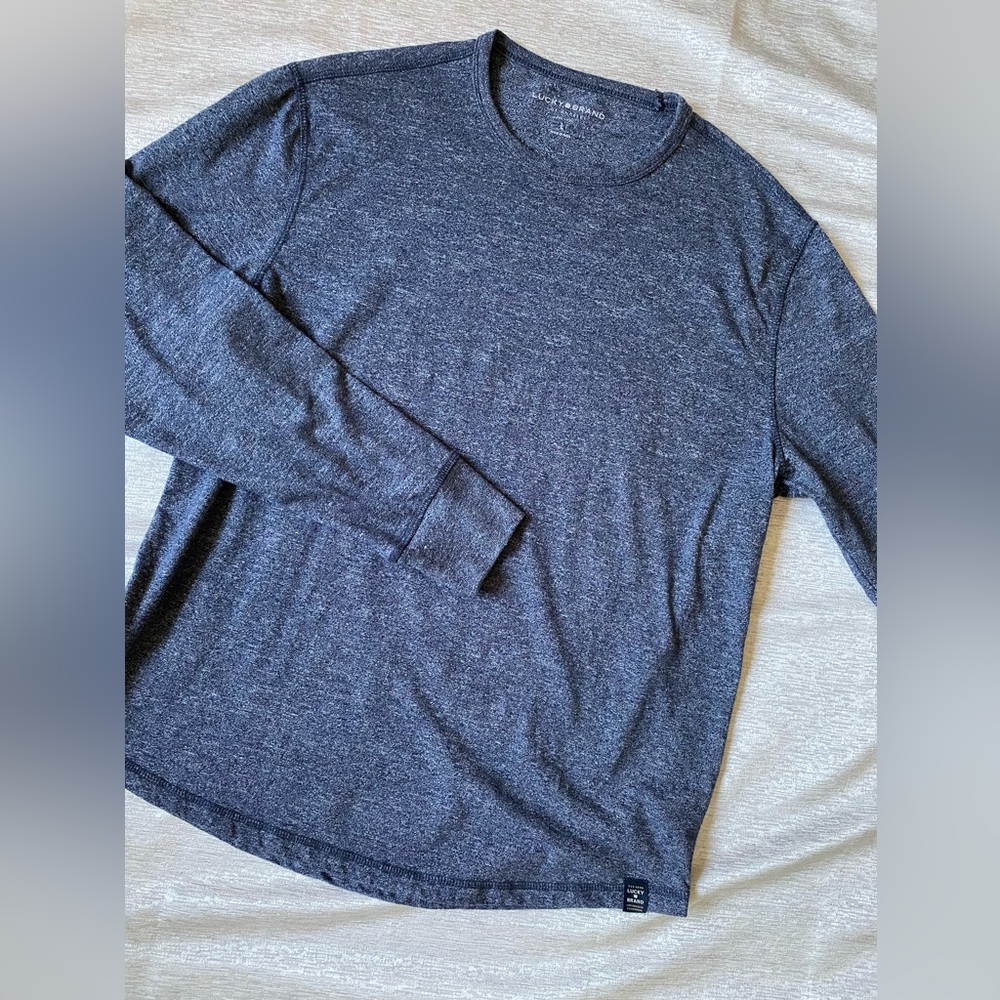 Lucky Brand Men's Heather Navy Long Sleeve Tee Size L